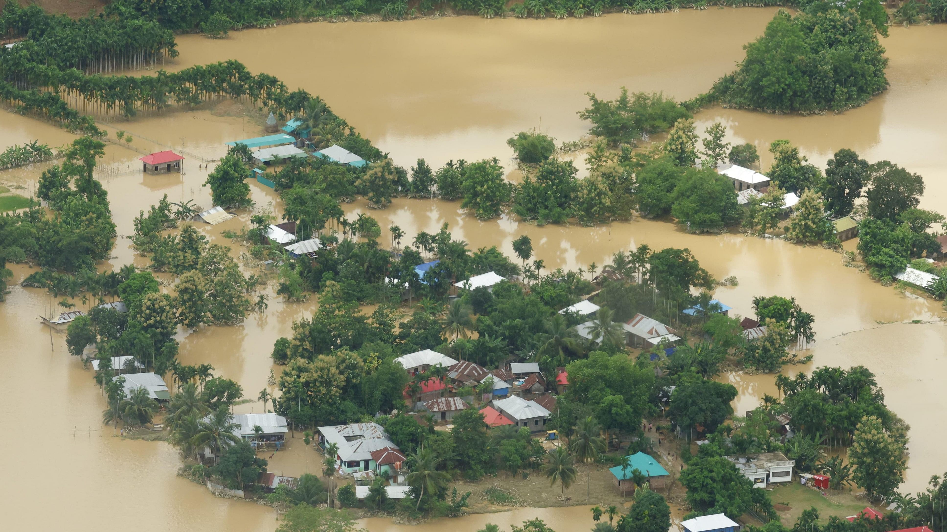 <div class="paragraphs"><p>An aerial view of the Tripura flood in Gomati district.  </p></div>